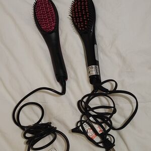 Dual Set of Black and Pink Hair Straightening Brushes